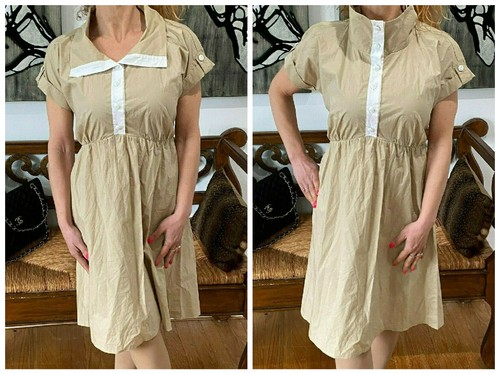 ABITO MANICA CORTA LOVE MOSCHINO TAN COTONE KAKI ISPIRAZIONE MILITARE 12