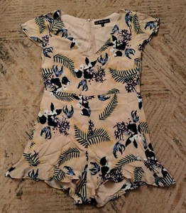 For Love and Lemons Pina Colada Tropical Floral Ruffled Romper Size Large - Picture 1 of 7