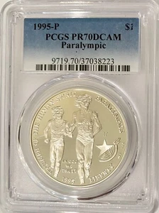 1995-P XXVI Olympiad Paralympic Blind Runner Silver Dollar PCGS PF-70 DCAM - Picture 1 of 4