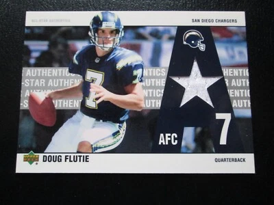 DOUG FLUTIE 2002 UPPER DECK ALL STAR AUTHENTICS AUTHENTIC GAME WORN JERSEY CARD - Image 1 of 3