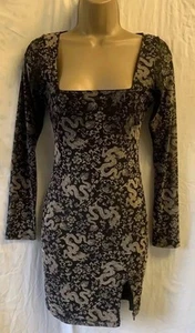 Topshop Motel Dragon Tattoo Mesh Size Small Bodycon L/S Summer Mini Dress Y2K - Picture 1 of 17