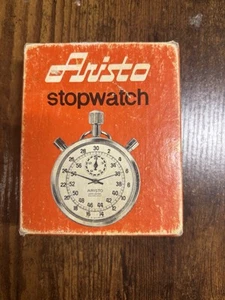 ARISTO STOPWATCH VINTAGE 1960S FOOTBAL BASKETBALL WIND UP W/BOX AND BAND - Picture 1 of 10