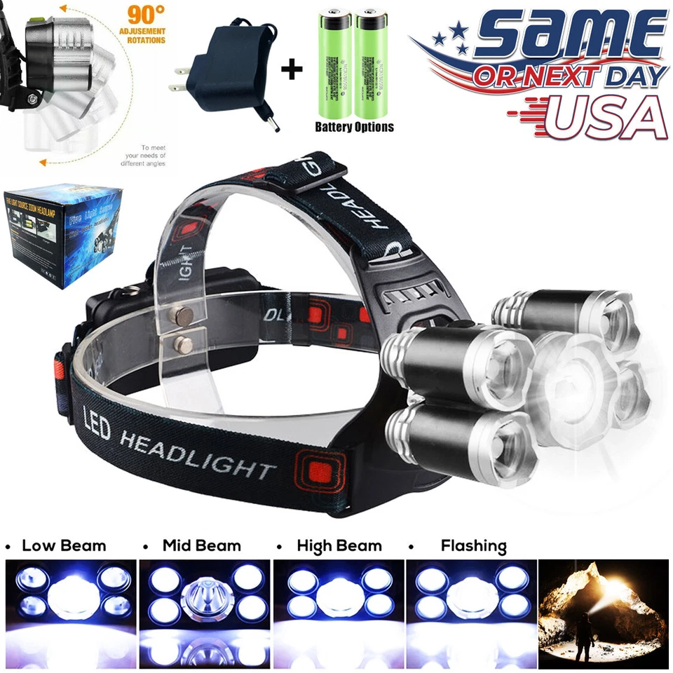 2300LM T6 + XPE LED Headlamp Rechargeable Head Light Flashlight Torch Lamp USA - Image 1 of 4