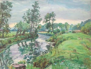 GASTON LABORDE TABLEAU HSP PAYSAGE DE NORMANDIE PEINTURE 30/40 - Picture 1 of 2