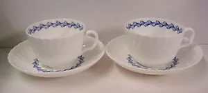 Minton CHEVIOT BLUE S-451 Cup Saucer Sets SET OF TWO-2-NO TRIM WHITE BACKGROUND - Picture 1 of 3