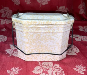 Antique French Enamel Tin Lunch Pale Box - Picture 1 of 4