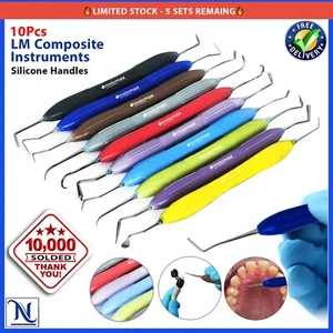 Juego de instrumentos de relleno dentales compuestos LM mango de silicona colorido 10 piezas - Imagen 1 de 6