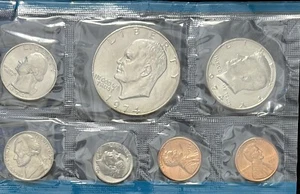 1974 Philly/SF Partial Mint Set Ike Dollar no envelope only coins #4907 - Picture 1 of 4