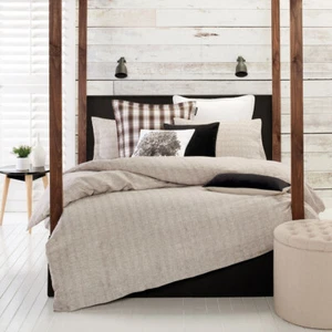 Linen Duvet Cover Set 100% French Flax Bedding Set Queen King Natural Check Luxu - Picture 1 of 9