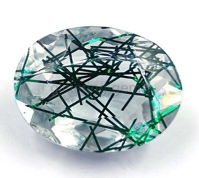 44.00 Ct OVAL Green Rutilated Quartz Certified Transparent Loose Gemstone 5AIW - Image 1 of 4