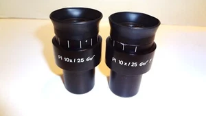 ZEISS PAIRED EYEPIECES PL10X/25 HIGH EYEPOINT 44-40-34/35 ** NICE PAIR** - Picture 1 of 8