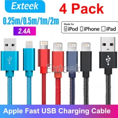 4X Fast USB Cable Charger Charging cord For Apple iPhone 7 8 X 11 12 13 Pro iPad - image 1 of 4