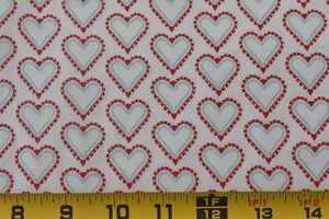 By 1/2 Yd, Red & Blue Hearts on White Quilt Cotton, Clothworks/Smitten, B911 - Picture 1 of 6