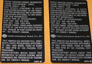 2 pegatinas de restauración de motor originales Harley Davidson 14075-84 vintage (279) - Imagen 1 de 8