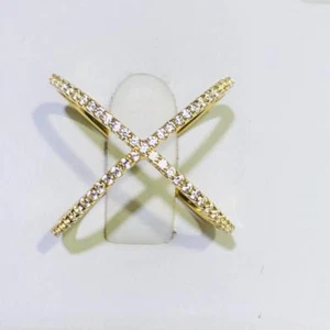 Oro Argento Sterling Bianco Zaffiro Infinito X Design a Pavé Avvolto Fedina Sz6 - Foto 1 di 12