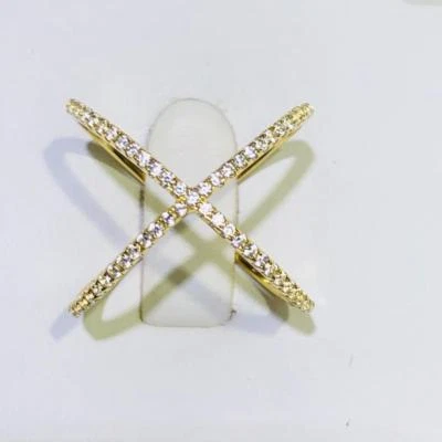 Oro Argento Sterling Bianco Zaffiro Infinito X Design a Pavé Avvolto Fedina Sz6 - Immagine 1 di 4