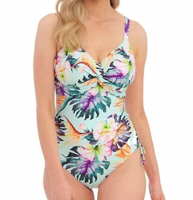 Fantasie Paradiso Swimsuit 32E 10 Soft Mint Floral Underwired Twist Front 501831 - Image 1 of 4