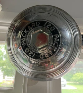 1937-39 model PACKARD 120 ONE-TWENTY HUB CAP, ONE 10” diameter, hexagonal emblem - Picture 1 of 5