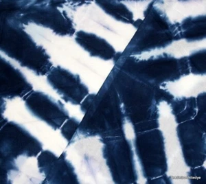 Blue tie dye shibori Print Cotton Fabric, Bandhani & Sewing Dressmaking Fabric - Picture 1 of 4