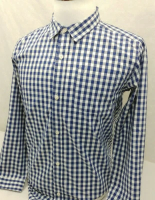 Camisa Nautica Azul Blanco Guinga Cuadros Fresca Mezcla de Algodón L/S Jóvenes Niños XL 18/20 Foto 1 de 4