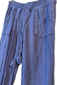 Roxy Pants Ivory Elastic Waist Drawstring Pockets Juniors Size Small Indigo - Picture 1 of 9