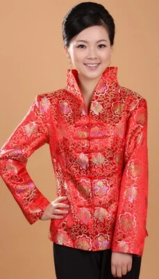 Elegant Chinese women's silk/satin jacket coat size M to 3XL - Image 1 of 4