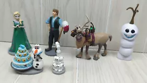 Disney Frozen Fever Figures Play set Elsa Olaf Cake Kristoff Sven paint cans - Picture 1 of 9