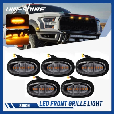 5X luzes de corrida de grade frontal de LED âmbar fumê para Ford F150 Raptor Style - Imagem 1 de 4
