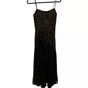 Sean Collection schwarz reine Seide Perlen Maxikleid Kleid Damen Größe L Vintage 90er Y2K - Bild 1 von 10
