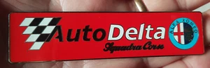 EMBLEMA LOGO METALLO ALFA ROMEO AUTO DELTA SQUADRA CORSE RACING TEAM CAR BADGE - Picture 1 of 3