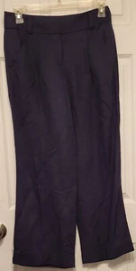 Ann Taylor LOFT Size 2 Dress Pants Ann Navy Blue Ribbed Wide Leg - Picture 1 of 9