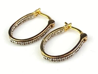 ROSS SIMONS STERLING SILVER 925 Slim Hoop Gold Wash Pierced Earrings - Image 1 of 4