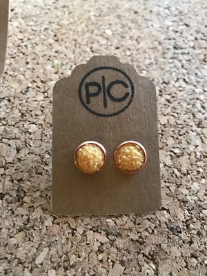 Pendientes Druzy Oro Rosa 10mm, Pendientes Druzy Imitación, Pendientes Niños, Regalo Foto 1 de 4