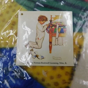 Norman Rockwell Fleece Throw Blanket 48" x 33" Now I Lay Me Down To Sleep New - Picture 1 of 4
