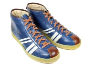 zeha berlin Trainer high murcia blue sneaker mittelblau cremeweiß cognac - Bild 1 von 3