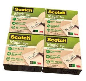 3M Scotch Magic transparente Klebebandminen 19 mm x 25 m (Kleber auf Pflanzenbasis) x4 - Bild 1 von 4
