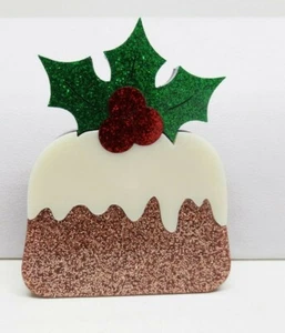 ADORABLE HOLIDAY PLUM PUDDING ACRYLIC BROOCH! LIMITED EDITION OF 50 PIECES! - Picture 1 of 3