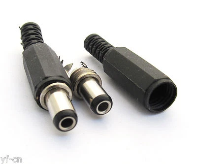 50pcs 2.5x5.5mm 2.5mm DC Power Male Plug Soldering Connector Plastic Cover Black - Image 1 of 4