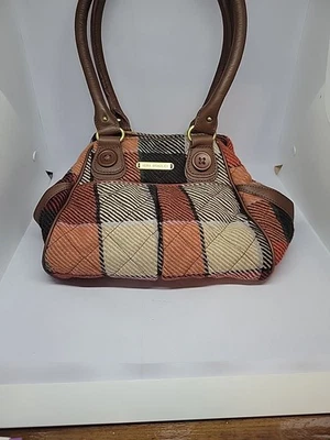 Cartera vintage Vera Bradley franela a cuadros acolchada lana? Cuero Foto 1 de 4