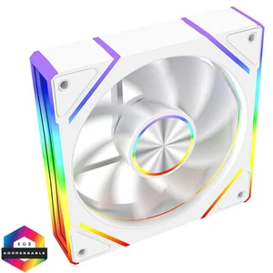 PowerCool Aura 120mm ARGB White 4-Pin PWM Infinity Edge PC Cooling Reverse Fan - Picture 1 of 15