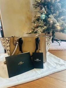 [Near Mint] Coach 36571 Beige Crosby Carryall Colorblock Exotic Embossed Leather - Picture 1 of 9