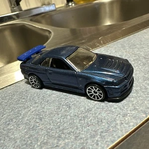 2010 1:64 Hot Wheels 7 Blue Nissan Skyline R34 GT-R Loose - Picture 1 of 5