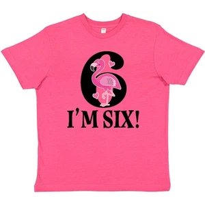 Inktastic 6th Birthday Flamingo 6 Year Old Girl Youth T-Shirt Sixth Bird Im Cute - Picture 1 of 2