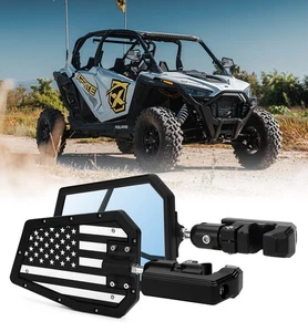 UTV Rear View Side Mirrors U.S. Flag W/ Clamp Fits 1.75"-2" Polaris RZR Can-Am - Picture 1 of 8
