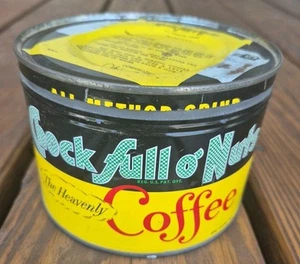 Vintage KEIL VOLL o’ NÜSSE KAFFEE Werbung Blechdose! 1 Pfund Schlüssel geöffnet mit Deckel! - Bild 1 von 8