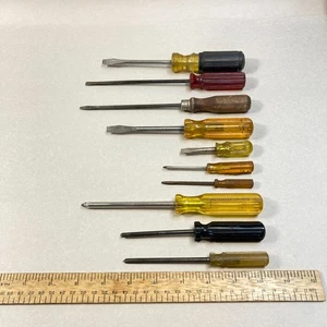 Lote de destornilladores vintage 10 piezas 3 Phillips 7 ranurados planos - Imagen 1 de 7