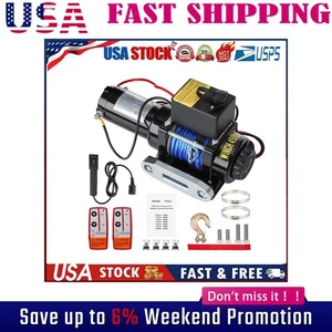 GEARZAAR Electric Winch Truck 4,500 lb Synthetic Rope Waterproof Remote Control- - Picture 1 of 15