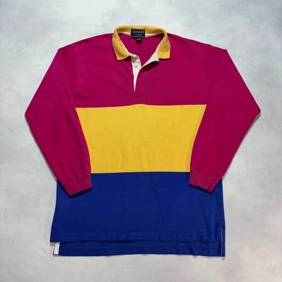 Vintage GANT Rugger Long Sleeve Rugby Polo Shirt Mens XL Color Block Made in USA - Image 1 of 4