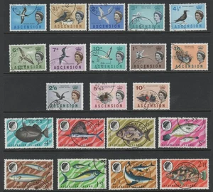Ascension 1963 QE Birds to 10/- 1968-69 Fish Sc 75-87 118-23 U VF CV$55,55 - Foto 1 di 1