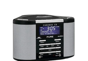 Pure Chronos CD DAB FM Alarm Clock Radio Black Silver Digital with AC Adapter - Picture 1 of 9
